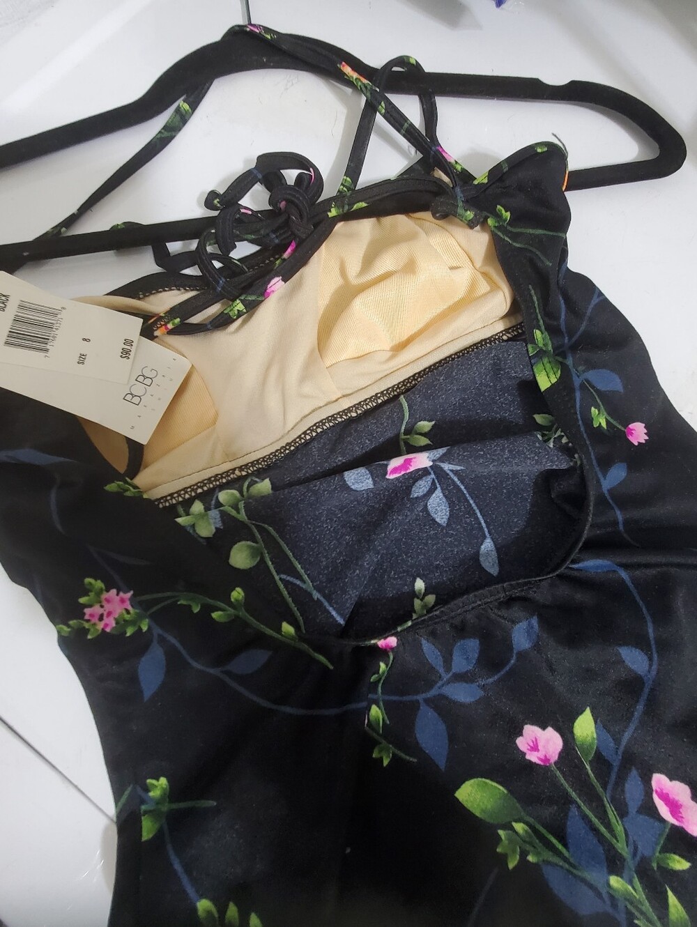 Maxmara Women’s Black Floral One-Piece Swimsuit with Lace-Side Detail - Picture 3 of 7